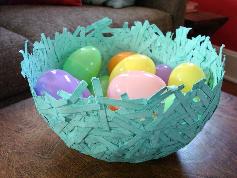 Bird nest bowl made from shredded card stock