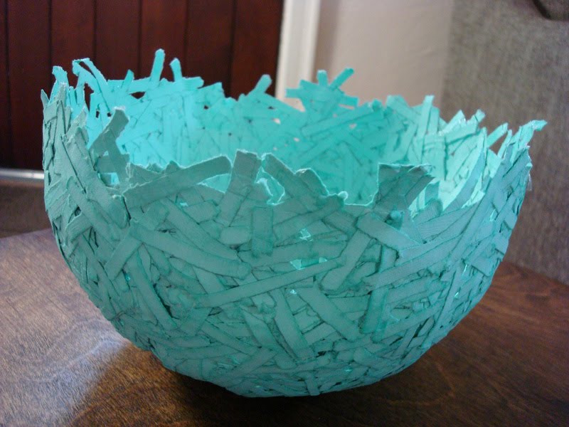 Bird nest bowl made from shredded card stock