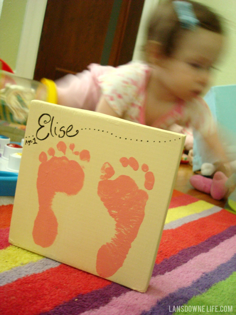 Baby footprints keepsake painting