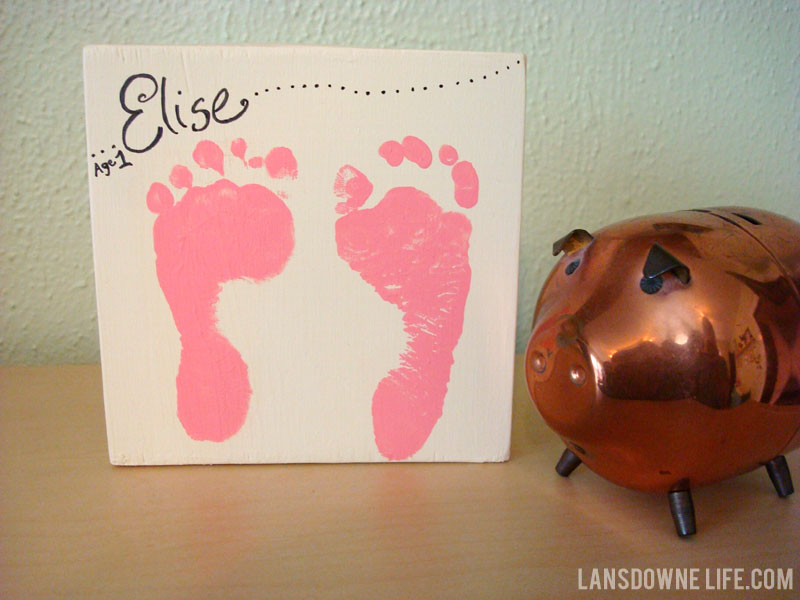 DIY baby footprints keepsake painting