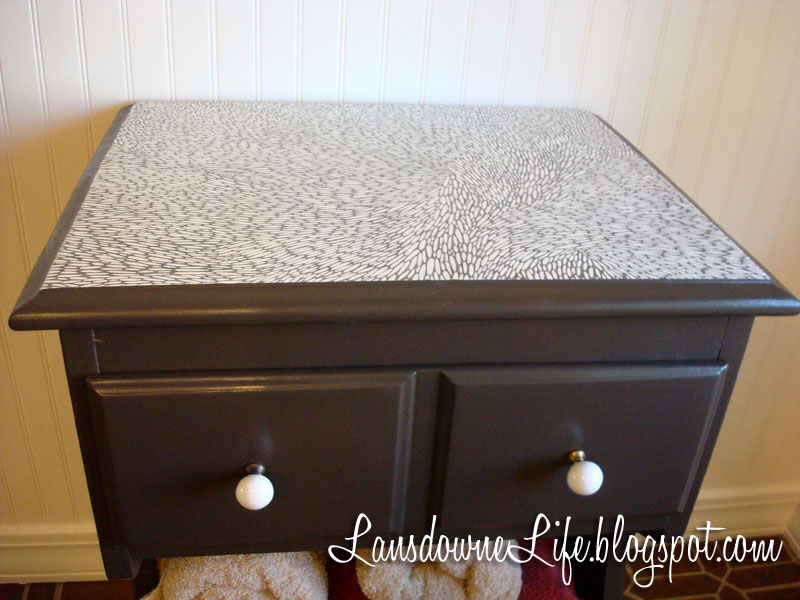 DiY Nightstand to Bathroom Vanity.. I used Waverly Chalk Paint in Silver  Lining with clear & dark wax.…