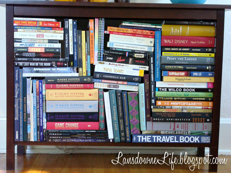 Using an open console table for book storage