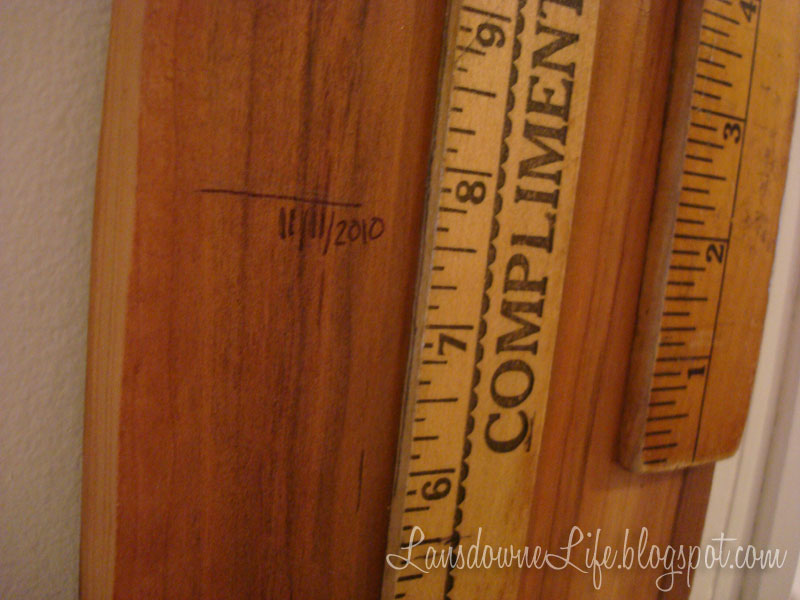 Vintage yard stick growth chart