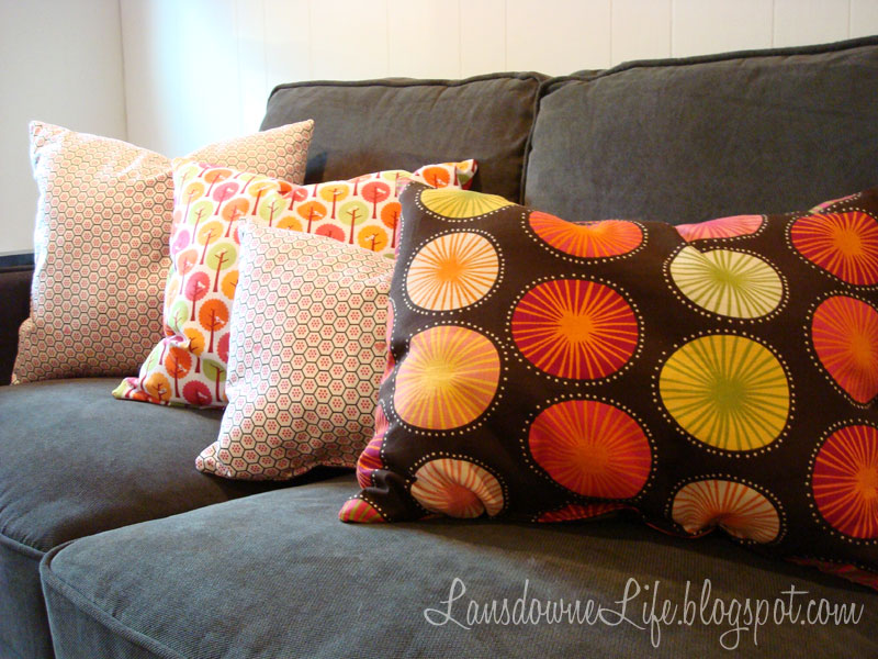 Colorful couch pillows for the playroom