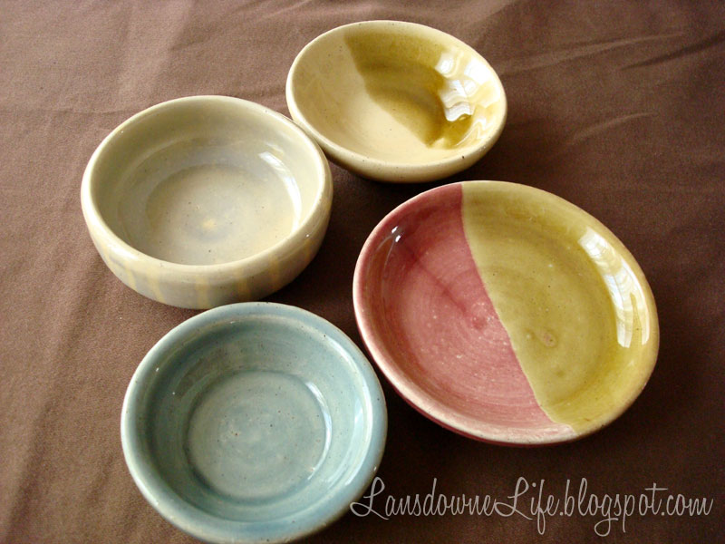 Thrown clay pots from pottery class