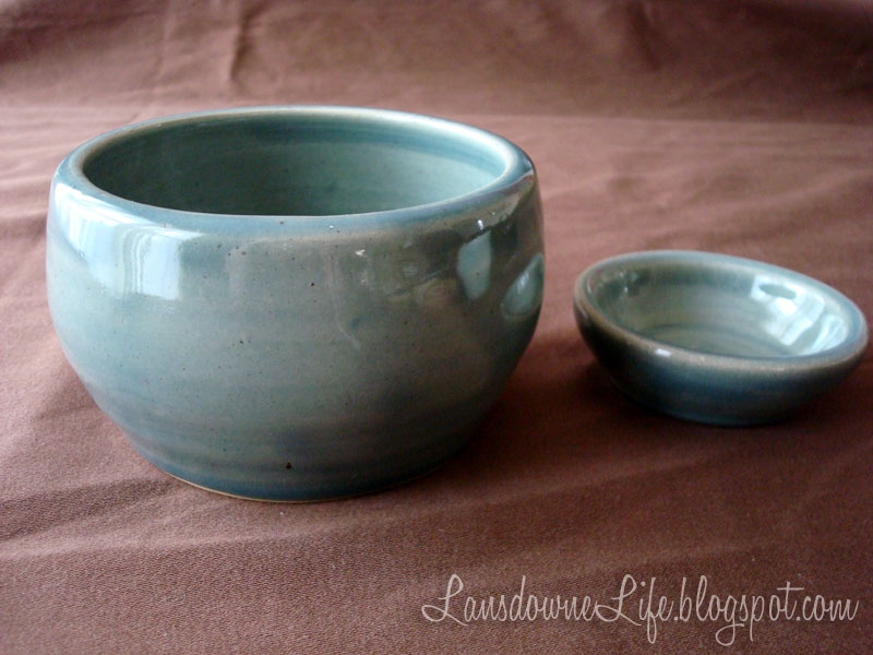 Thrown clay pots from pottery class