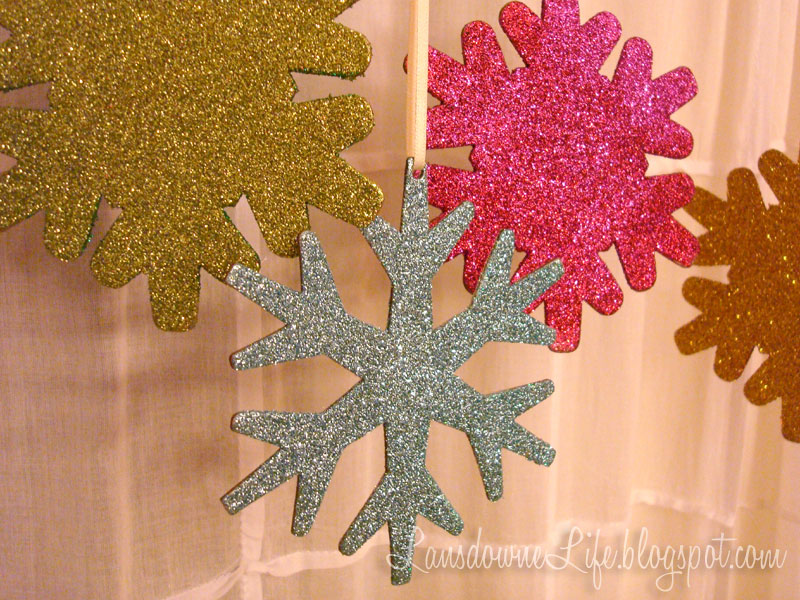 Glittery snowflake ornaments