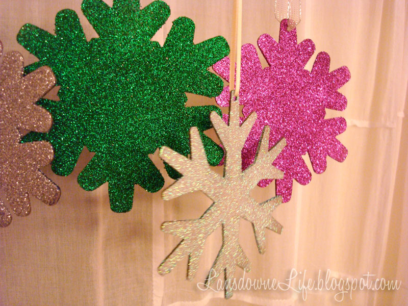 Glittery snowflake ornaments