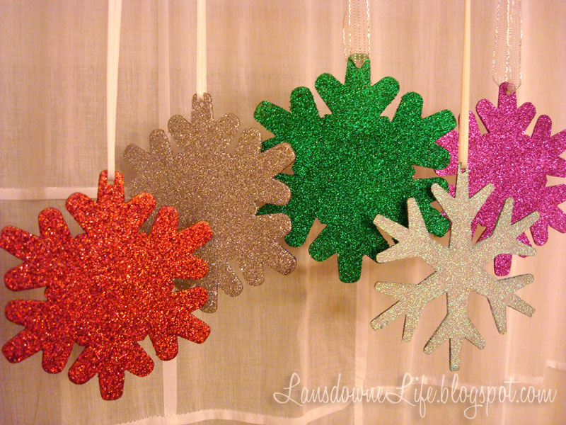 Glittery snowflake ornaments