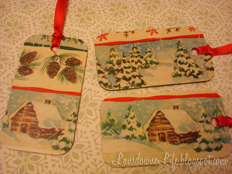 Upcycled gift topper tags made from countertop samples