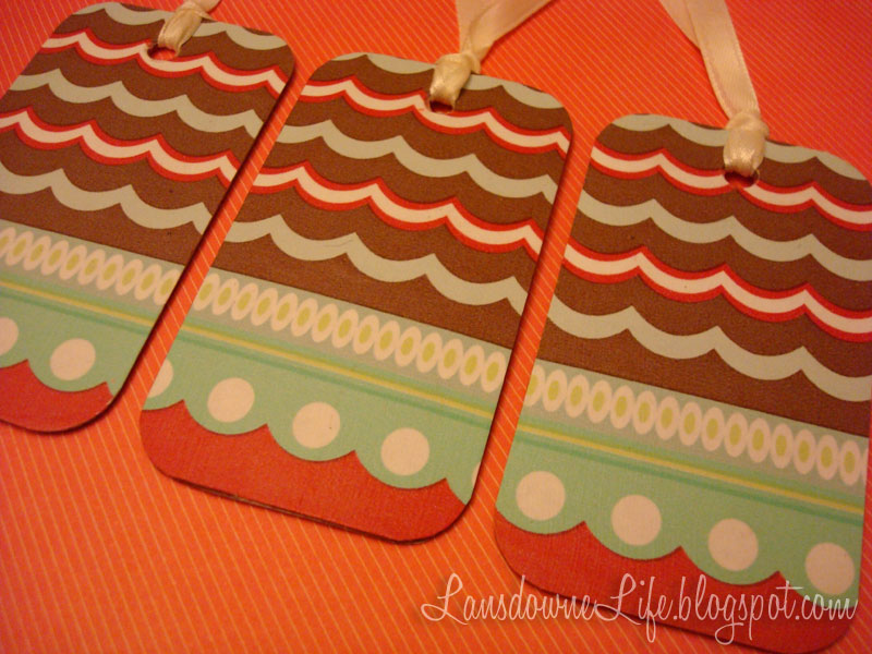 Upcycled gift topper tags made from countertop samples