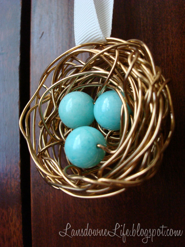 Wire bird nest ornament