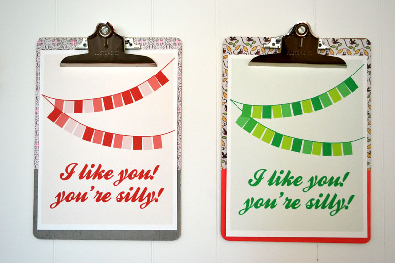 I like you! You're silly! Free printable artwork