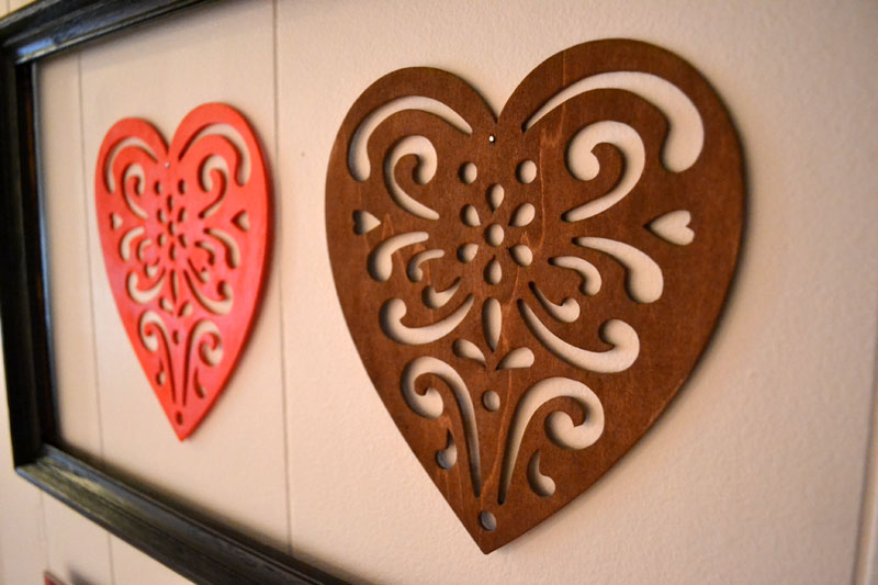 Heart cutout wall art