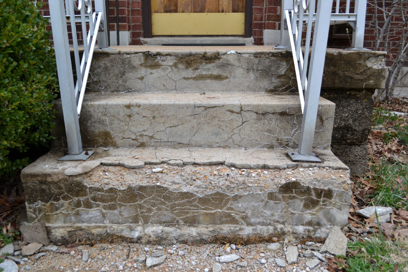 Crumbling concrete porch