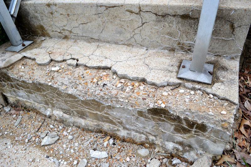 Crumbling concrete porch