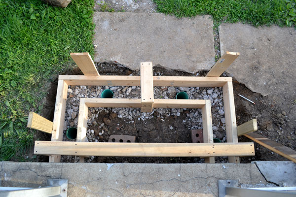 Pouring a concrete footing for porch stairs