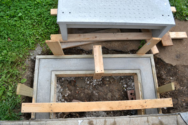 Pouring a concrete footing for porch stairs