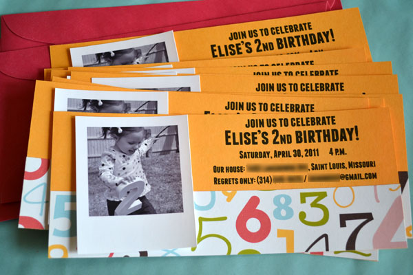 Numbers birthday party invitations