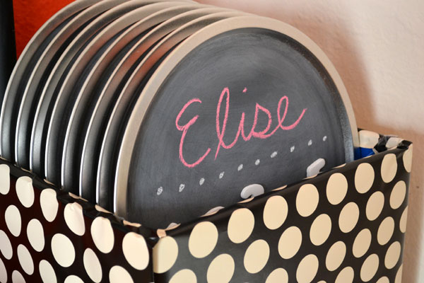 DIY pizza pan chalkboard party favors