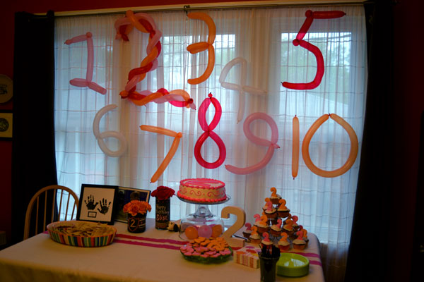 Numbers-themed birthday party decorations