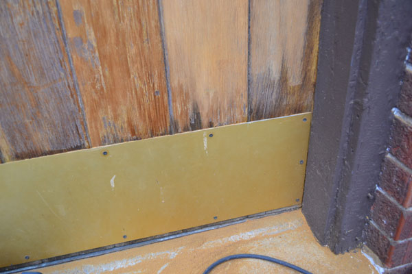 Repainting brass patina on door kickplate