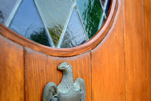 Staining replacement trim on front door