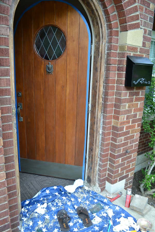 Stripping and refinishing our wood door frame