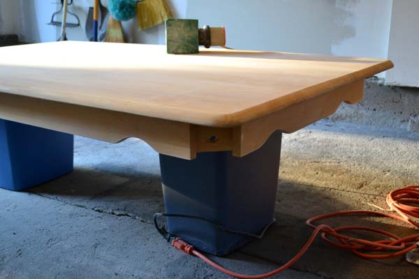 Sanding dining table to remove old finish