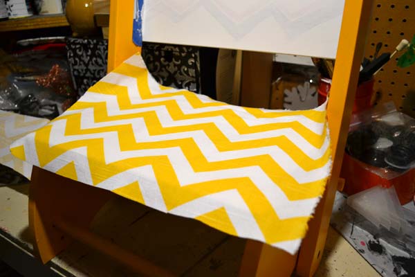 Yellow chevron fabric remnant