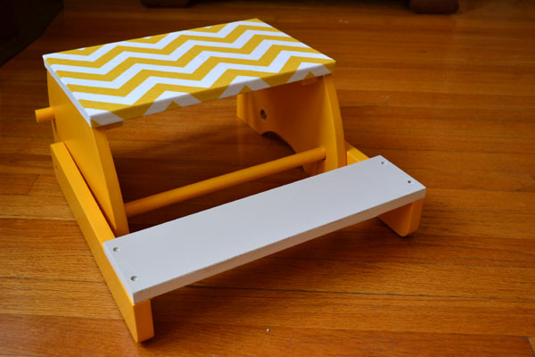 Yellow chevron decoupaged kid's chair