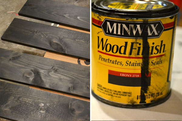 Staining shelf boards ebony