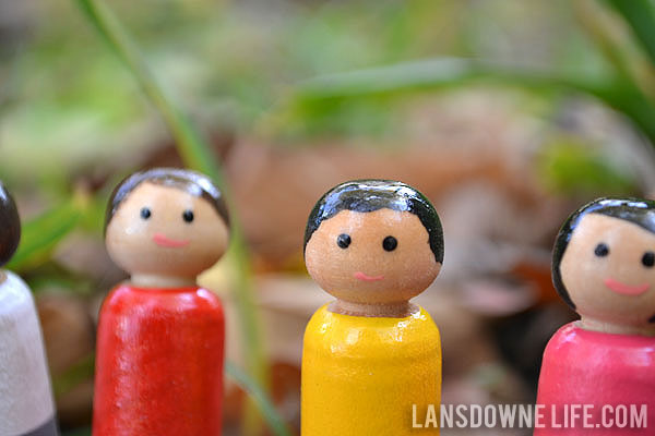 Simple hand painted peg dolls