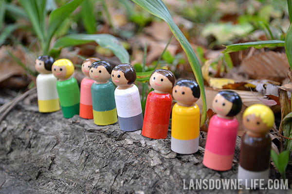 Simple hand painted peg dolls