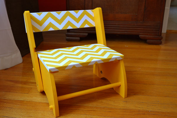 Chevron kid's chair (from a clearance find & a fabric remnant!)