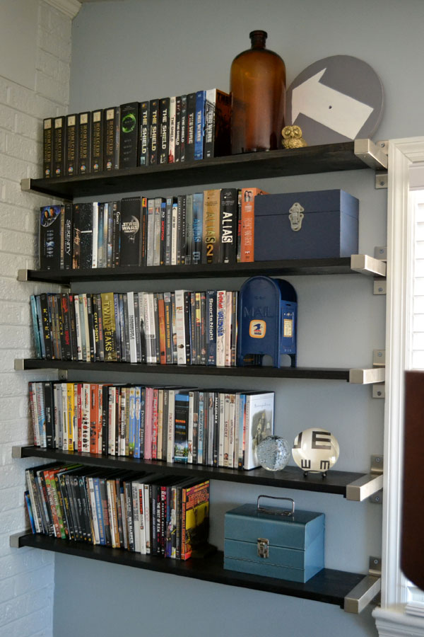 Open shelving for DVD storage