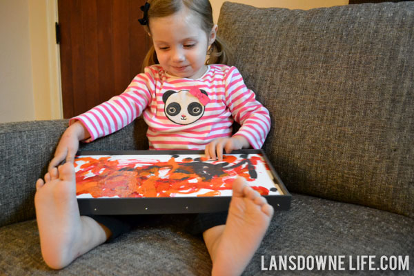 Abstract kid painting on wood