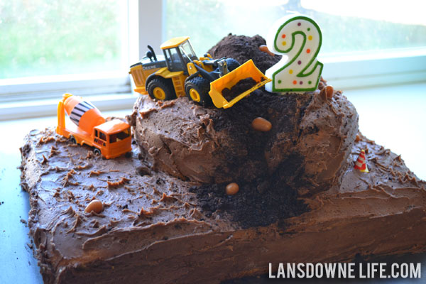 Construction-themed birthday party cake