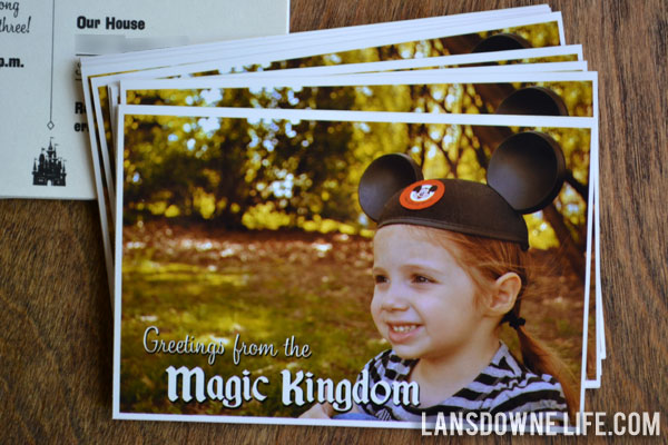 Disney World postcard birthday party invitation