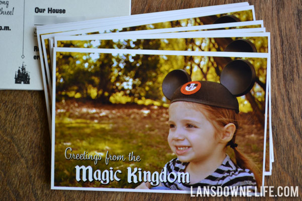 Disney World birthday party postcard invitation