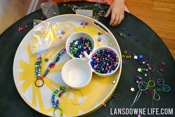 birthday party beaded key chain activity