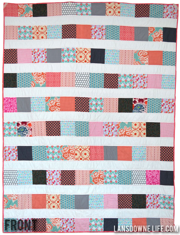 Modern patchwork stripes twin quilt