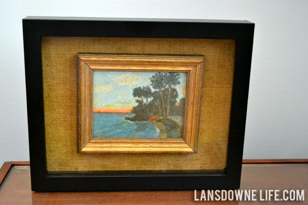 Enlarge and elevate tiny artwork with a shadowbox