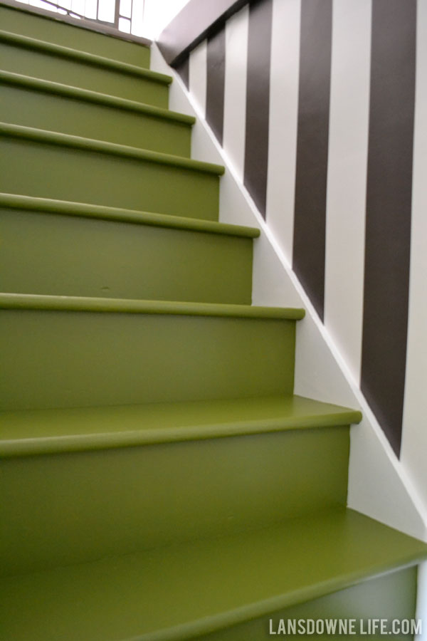 Green painted stairs