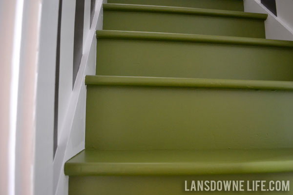 Green painted stairs