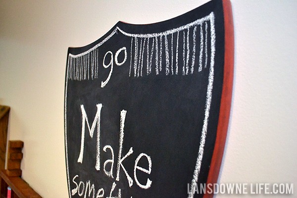 Shield-shaped chalkboard