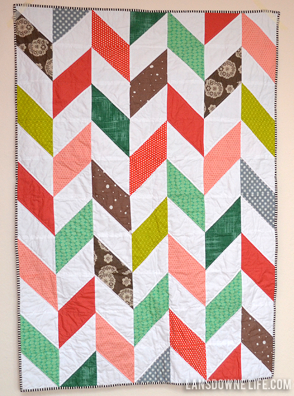 Herringbone half-square triangle baby quilt