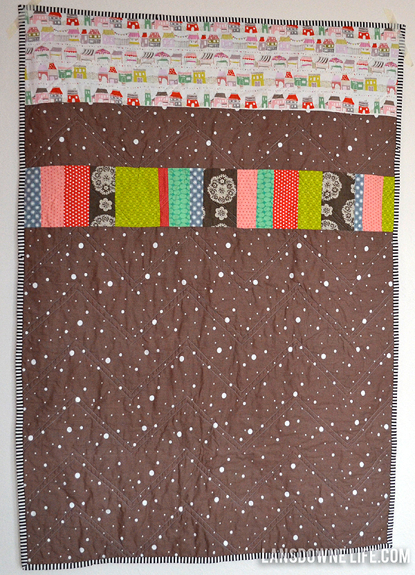 Herringbone half-square triangle baby quilt