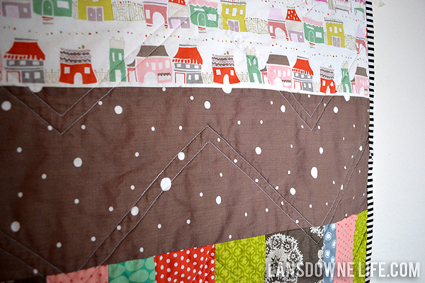 Herringbone half-square triangle baby quilt