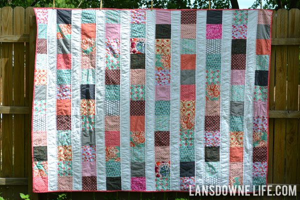 Modern patchwork stripes twin quilt